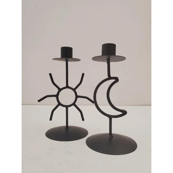 Celestial candlestick Metal star and moon candle holder Vintage altar decor Gift - Picture 2 of 10